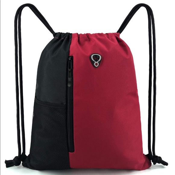 Large drawstring backpack with water bottle pocket - Picture 4 of 8